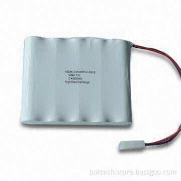 Customized NiMH Battery Pack with 12V Voltage, 4,500mAh Capacity